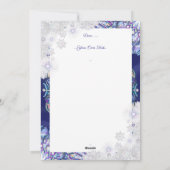 Blauwe rosé en sneeuwvlok feestdagenkaart (Achterkant)