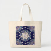 Blauwe rosé en sneeuwvlok grote tote bag (Voorkant)