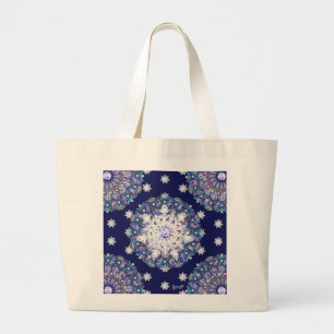 Blauwe rosé en sneeuwvlok grote tote bag