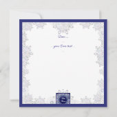 Blauwe rosé en sneeuwvlok kaart (Achterkant)