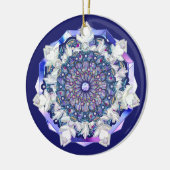 Blauwe rosé en sneeuwvlok keramisch ornament (Links)