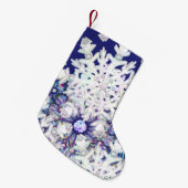 Blauwe rosé en sneeuwvlok kleine kerstsok (Voorkant (Hangend))