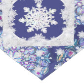 Blauwe rosé en sneeuwvlok korte tafelloper (Hoek)