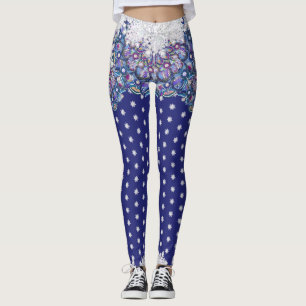Blauwe rosé en sneeuwvlok leggings