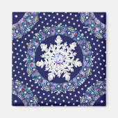 Blauwe rosé en sneeuwvlok magneet (Voorkant)