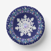 Blauwe rosé en sneeuwvlok papieren kommen (Voorkant)