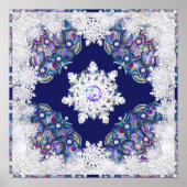 Blauwe rosé en sneeuwvlok poster (Voorkant)