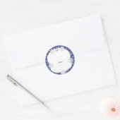 Blauwe rosé en sneeuwvlok ronde sticker (Envelop)