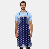 Blauwe rosé en sneeuwvlok schort (Gedragen)