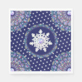 Blauwe rosé en sneeuwvlok servet (Voorkant)