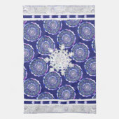 Blauwe rosé en sneeuwvlok theedoek (Verticaal)