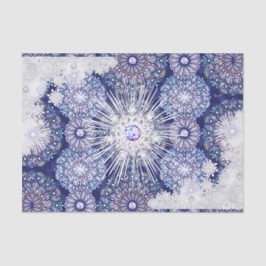 Blauwe rosé en sneeuwvlok tissuepapier (Voorkant)