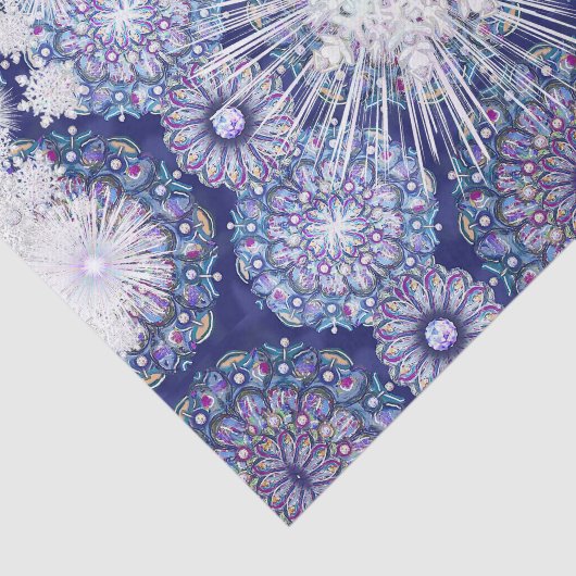 Blauwe rosé en sneeuwvlok tissuepapier (Detail)