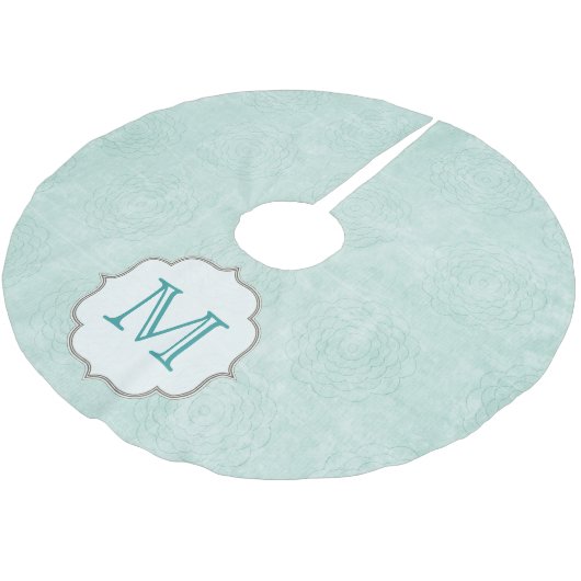Blauwe rosetta Roos Flow Monogram Initiaal Kerstboom Rok (Gekanteld)