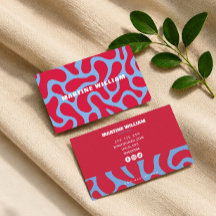 blauwe roze abstract groovy trendy visitekaartje
