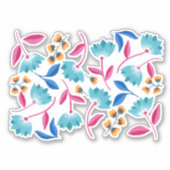 Blauwe roze Abstracte gekleurde Floral Sticker (Voorkant)