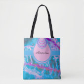 Blauwe roze Abstracte Waterverf personaliseren Tote Bag (Voorkant)