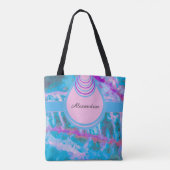 Blauwe roze Abstracte Waterverf personaliseren Tote Bag (Achterkant)
