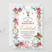 Blauwe roze Alice in nederland 1ste verjaardag Kaart (Voorkant)