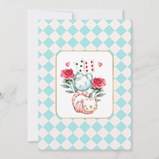 Blauwe roze Alice in nederland 1ste verjaardag Kaart (Achterkant)