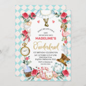 Blauwe roze Alice in nederland 1ste verjaardag Kaart (Voorkant / Achterkant)