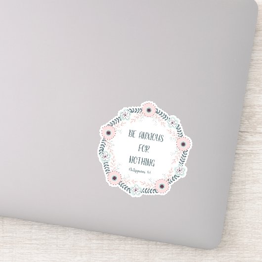 Blauwe roze Bijbel Verse Angst Sticker (Detail)