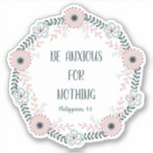 Blauwe roze Bijbel Verse Angst Sticker (Voorkant)