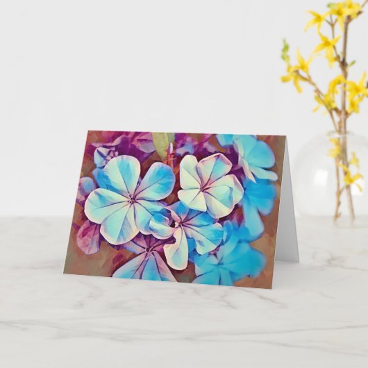 Blauwe roze bloem tuin Art Note Kaart (Gele Bloem)