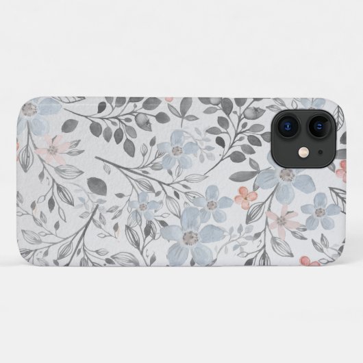 Blauwe roze bloemen botanische bloemen Case-Mate iPhone case (Achterkant (horizontaal))