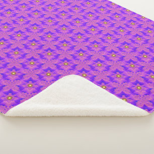 Blauwe Roze Bloemen in 3D , Artdeco Sherpa Deken