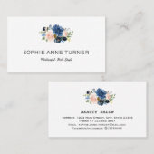 Blauwe roze bloemen Professionele makreel Visitekaartje (Voorkant / Achterkant)