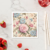 Blauwe Roze Bloemen Servetten (Insitu)