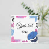 Blauwe & Roze Bloemkaart (Staand voorkant)