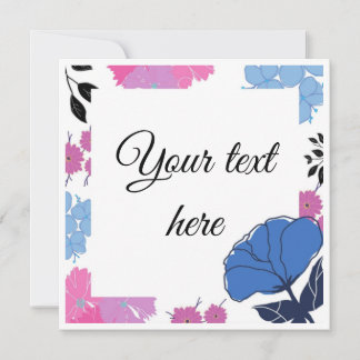 Blauwe & Roze Bloemkaart