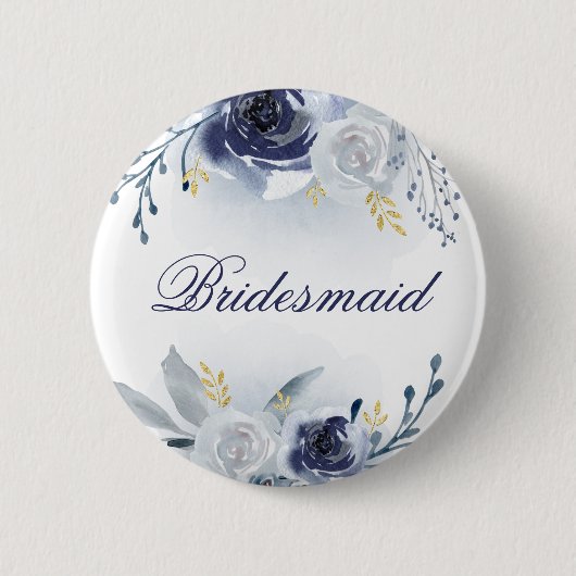 Blauwe roze bridesmaid ronde button 5,7 cm (Voorkant)
