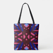 Blauwe roze bruine geodetische kunst Deco Pattern- Tote Bag (Achterkant)
