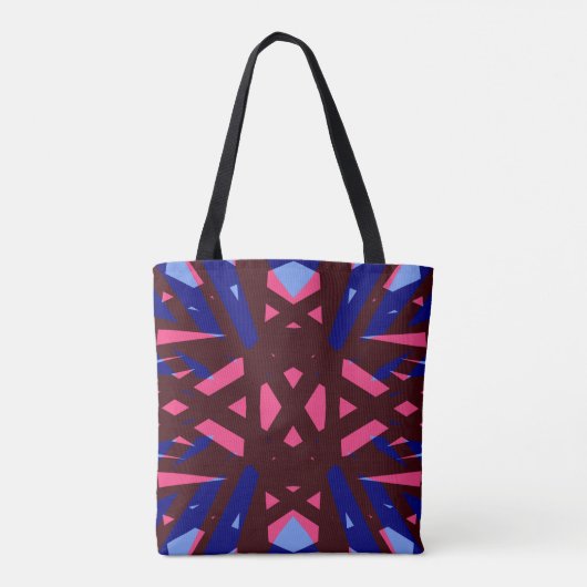 Blauwe roze bruine geodetische kunst Deco Pattern- Tote Bag (Achterkant)