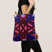 Blauwe roze bruine geodetische kunst Deco Pattern- Tote Bag (Dichtbij)