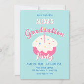 Blauwe roze cake afstuderen kaart (Voorkant)