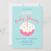 Blauwe roze cake baby shower kaart (Voorkant)