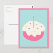 Blauwe roze cake briefkaart (Voorkant / Achterkant)