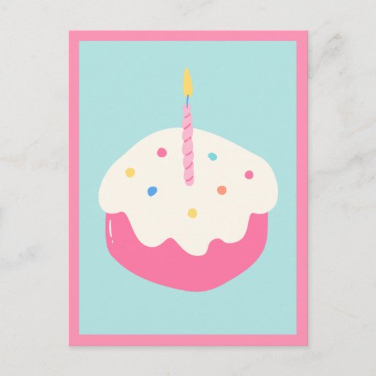 Blauwe roze cake briefkaart (Voorkant)