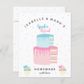 Blauwe roze Cake Gender Diskation Party Invision (Voorkant / Achterkant)