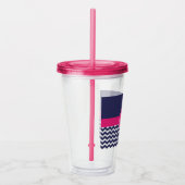 Blauwe roze Chevron Acryl Drinkbeker (Rechts)