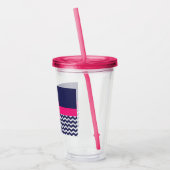 Blauwe roze Chevron Acryl Drinkbeker (Links)