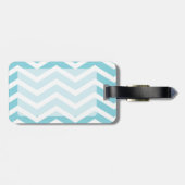 Blauwe roze Chevron Bagagelabel (Achterkant horizontaal)