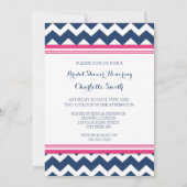 Blauwe roze Chevron Bridal Kaart (Achterkant)
