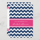 Blauwe roze Chevron Bridal Kaart (Voorkant / Achterkant)