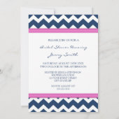 Blauwe roze Chevron Bridal-showkaarten Kaart (Achterkant)