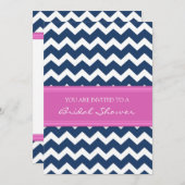 Blauwe roze Chevron Bridal-showkaarten Kaart (Voorkant / Achterkant)